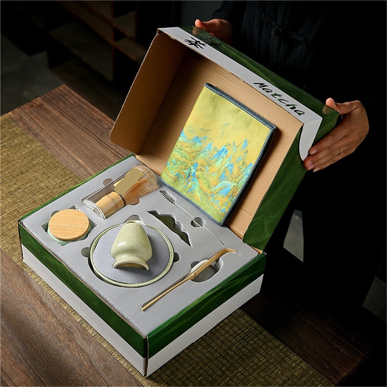 Juego De Té Matcha Juego De 4/7 Piezas For Hacer Matcha, Pincel For, Exquisito Cuenco For, Caja Con Batidor, Suntuosas Herramientas For Té(7pcs Black)