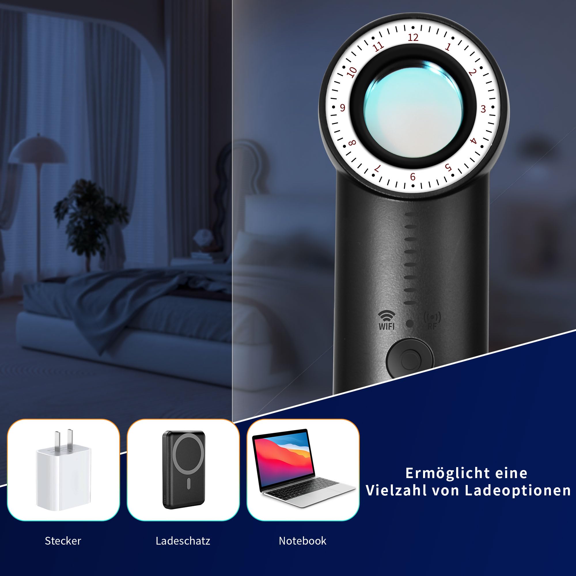 UYIKOO Wanzen Detektor RF Versteckte Kamera Finder Wanzenfinder Anti Spy Anti-Aufnahme Detektoren RF Signal Bug Detector für GPS Locator Tracker Abhörgeräte Funkkameras für Hotel Heim Büro Reisen