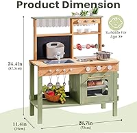 Vista 6 de ROBOTIME Mud Kitchen & Kids Explorer Kit – Cocina de madera al aire libre con fregadero, parrilla y jardín + 10 piezas kit de captura de insectos