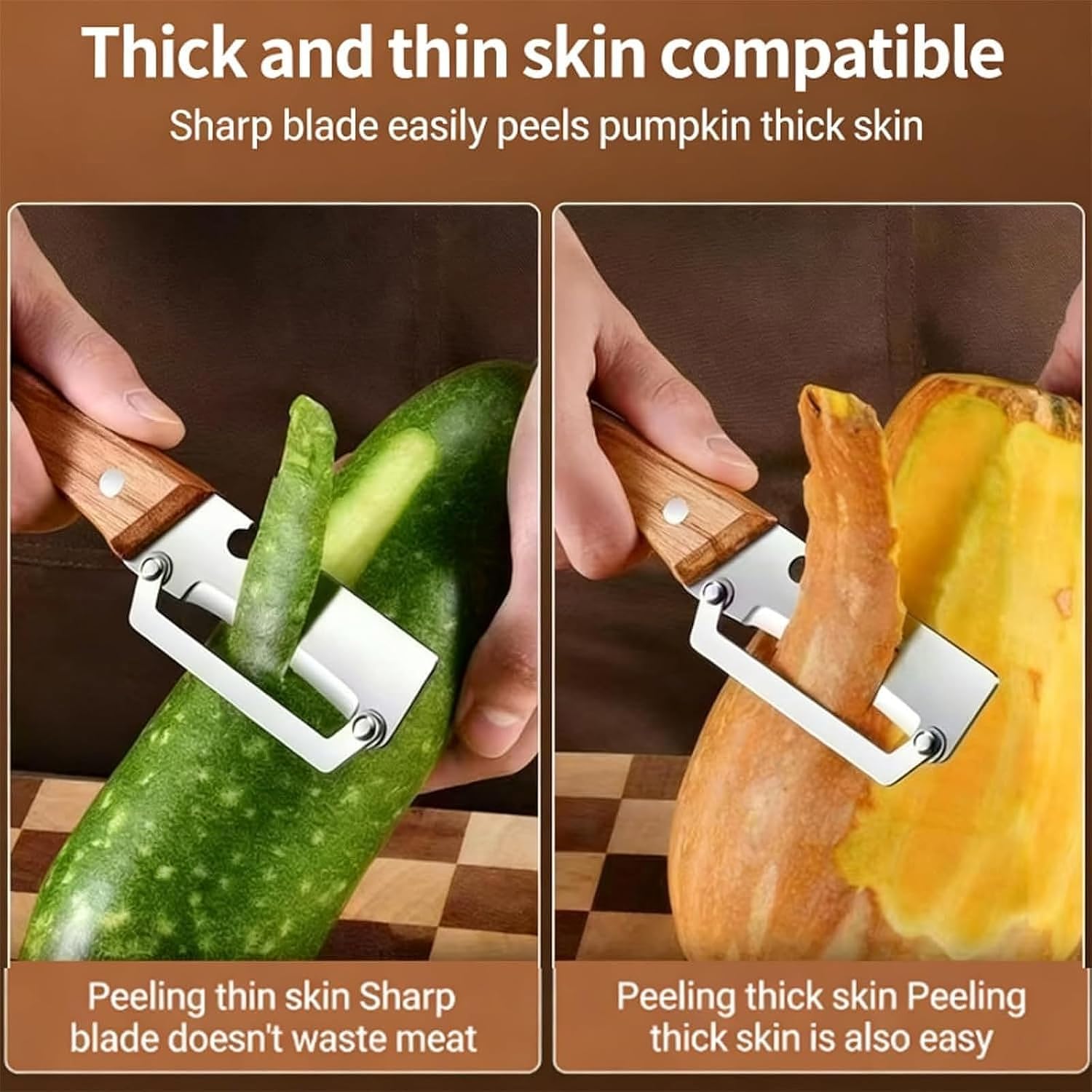 3PCS Zero Snag Wooden Peeler, Zero Snag Wooden Kitchen Tool, Peeler with Bottle Opener, 2-in-1 Multi-Functional Vegetable Peeler for Kitchen, for Fruit Veggie, Includes Bottle Opener - 5