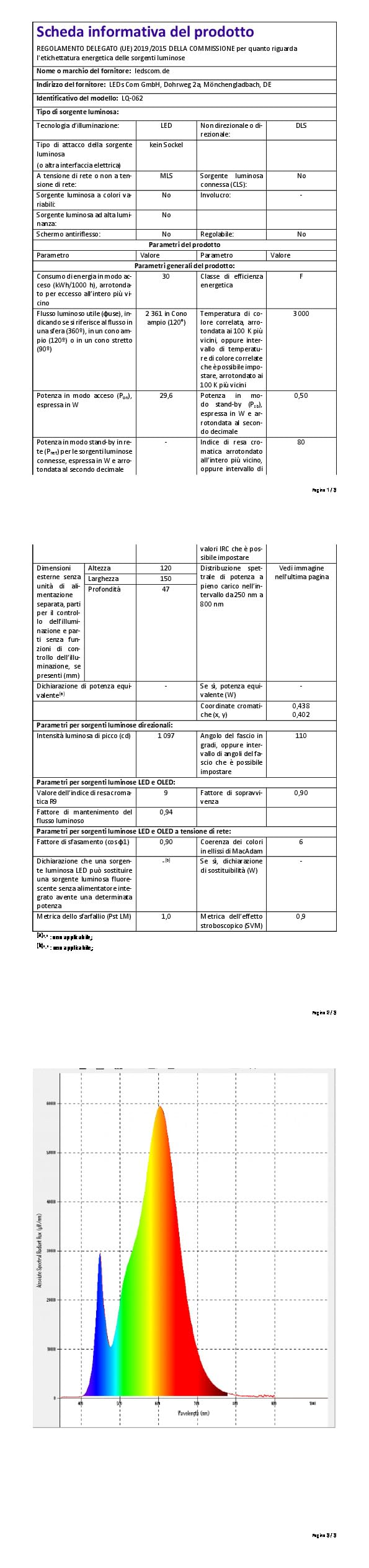 ledscom.de 2x Reflektor ogrodowy LED WEGA do zastosowań zewnętrznych, IP44, wtyczka, czarny, 29,6 W, 2361 lm, ciepła biel