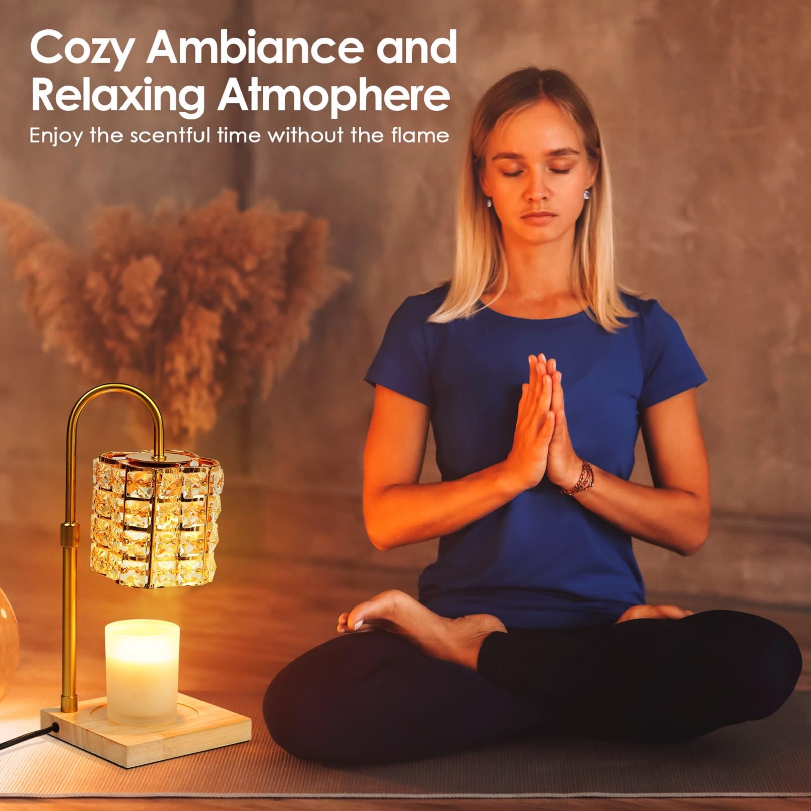 Cuteefun Lampada Scaldacandela con Timer, Diffusore Candle Elettrico con 2 Lampadine, Dimmerabile e Regolabile in Altezza, Candle Bruciatore per Candele Aromatiche, Decorazioni per la Casa