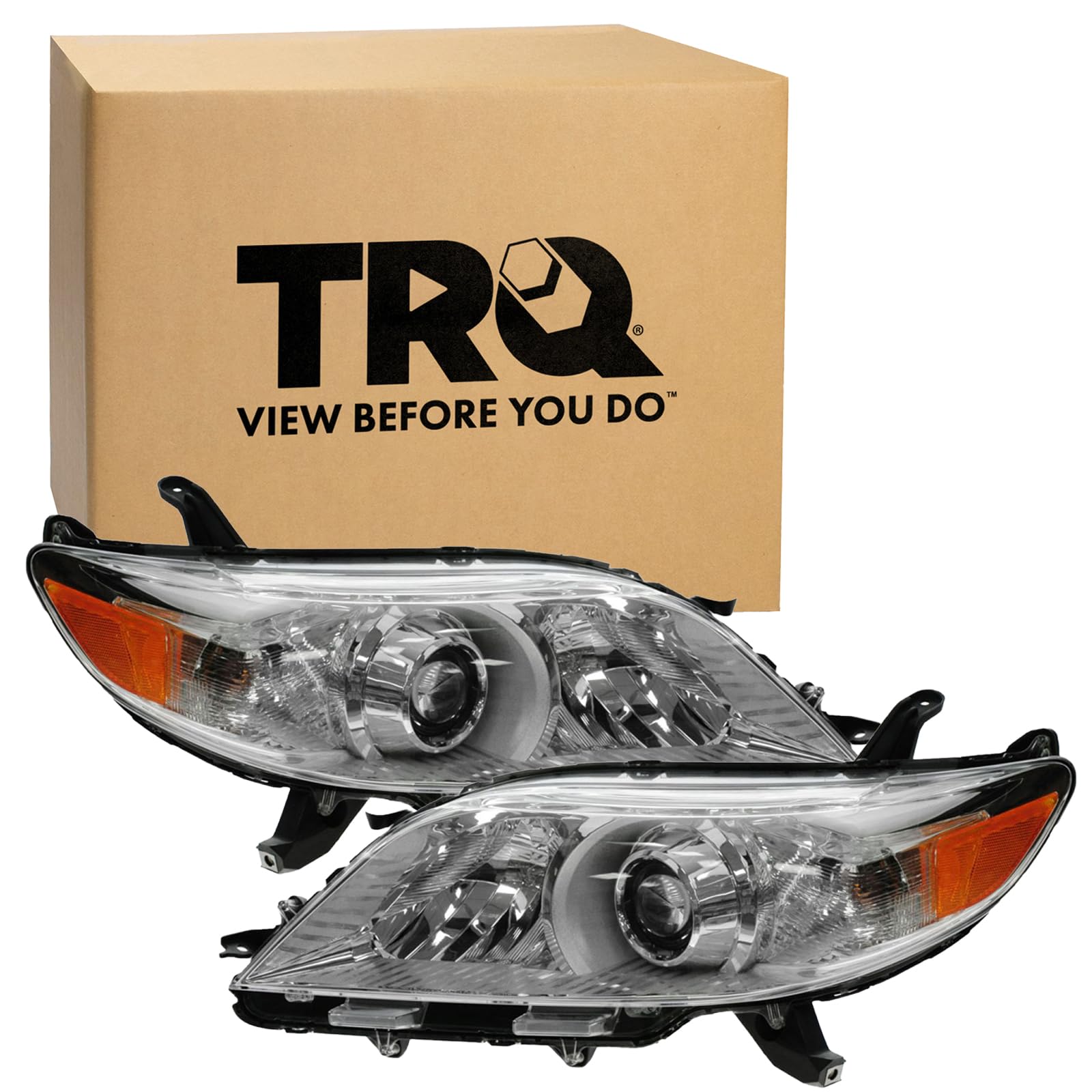 TRQ 2 Piece Headlight Assembly Set Driver &amp; Passenger Side Compatible with Toyota Sienna Base 2011-2013 Sienna LE Limited XLE 2011-2020 Sienna L 2013-2020 Without LED DRL TO2502199 TO2503199