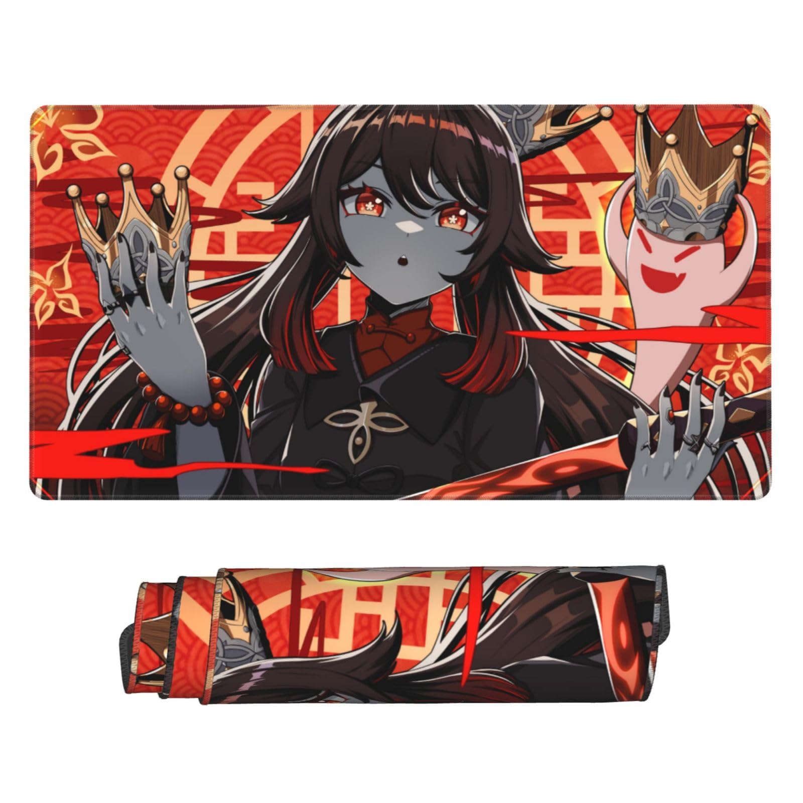 OFF DEPOT Hu Tao Genshin Impact Large Gaming Mouse Pad XXL Extended Mat Desk Pad Mousepad with Non-Slip Computers Laptop Office&Home (29.5x16x0.12 Inch)