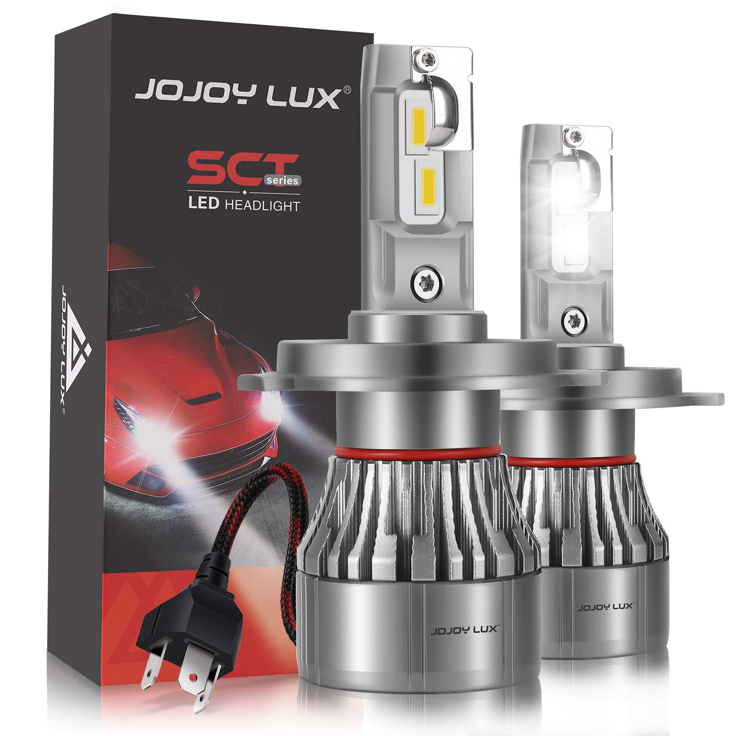 SCT H4 9003 HB2 10000LM Led Headlight Bulbs Fit High Low Beam Headlamp Work as High Low Dual Beam Light 6500K Xenon White,1 Pair