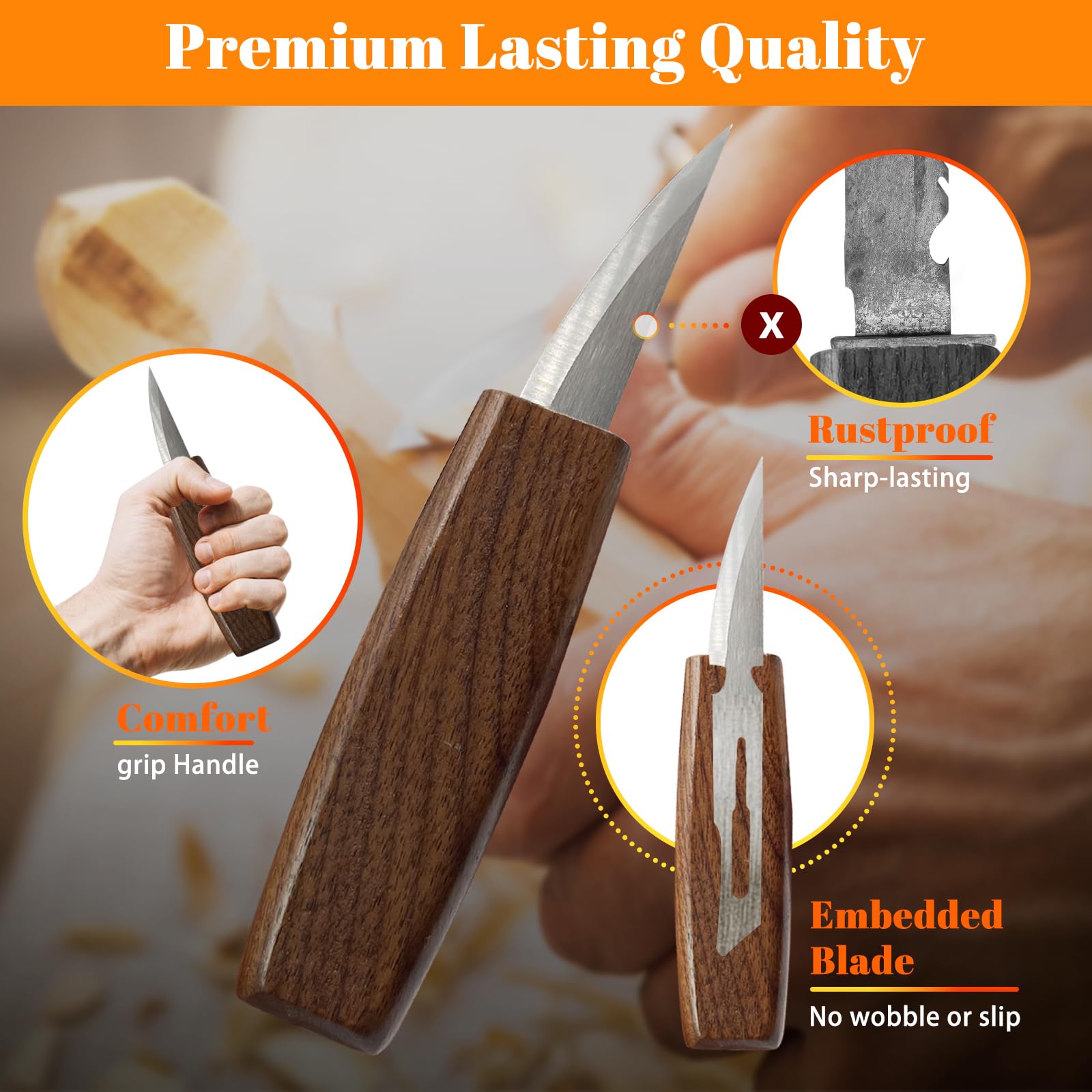 SNAIL GARDEN 32-teiliges Professionelles Schnitzmesser Set für Erwachsene mit 4 Grobmessern, 6 Feinsticheln, 2 Feilen, Mess-Skala, 3 Löffelrohlingen & Zubehör – Premium Holzschnitzwerkzeug Set