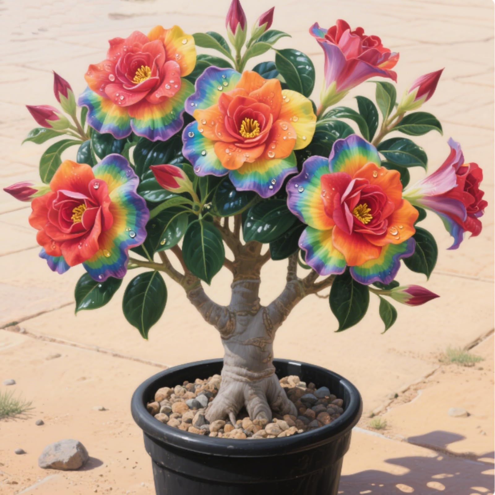Desert Rose Bulbs — Cold-Hardy & Drought-Tolerant — Easy to Cultivate — Ideal for Beginners— Suitable for Indoor & Outdoor Display -1 Bulbs-H