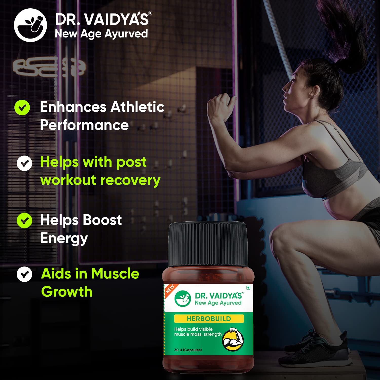 Buy Dr.Vaidya's Herbobuild Pack of 1 30 capsules Ayurvedic Muscle