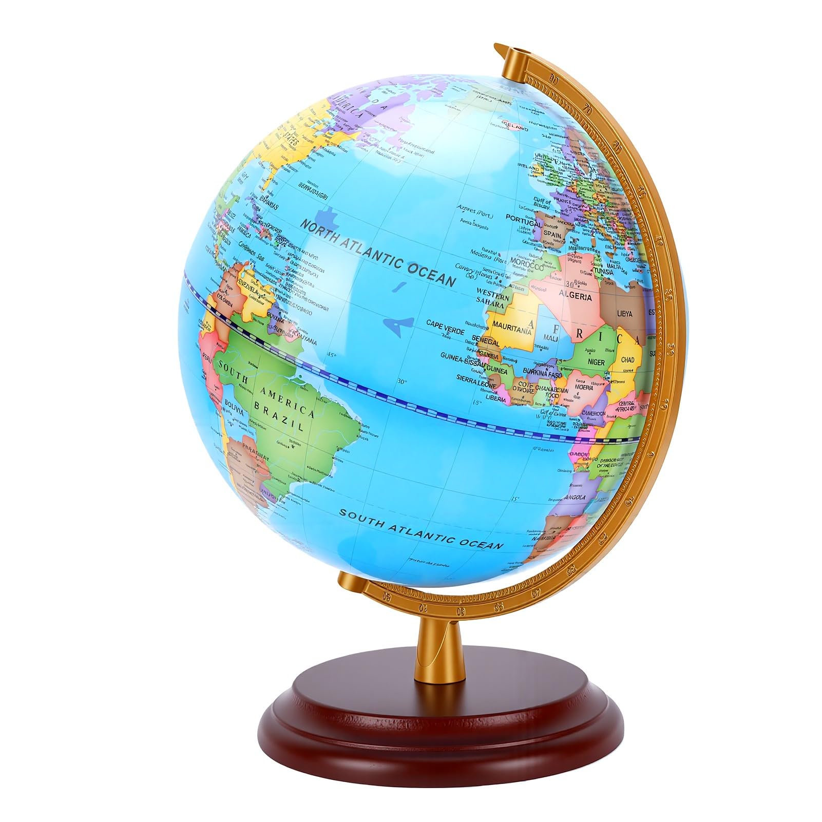 Annadue Mappamondo Educativo per Bambini Mappamondo da Tavolo Girevole da 9,8 Pollici con Supporto, Strumento di Apprendimento Interattivo per Decorazioni di Geografia Politica per Studio in Ufficio