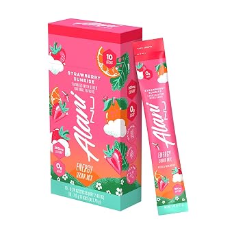 Alani Nu STRAWBERRY SUNRISE, Energy Sticks Drink Powder, 200mg Caffeine, Pre Workout Performance with Antioxidants, On-The-Go Drink Mix, Biotin, B Vitamins, Zero Sugar, 20 Calories, 10 Pack