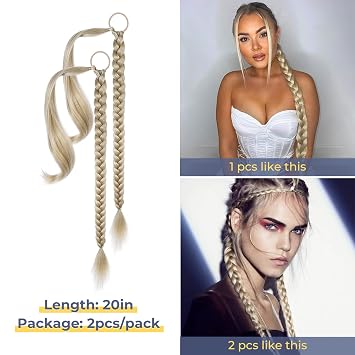 YOGFIT 2PCS DIY Braid Ponytail Extension, Long Straight Wrap Around Ponytail Hair Extensions Natural Soft Synthetic Hairpieces for Women Daily Wear