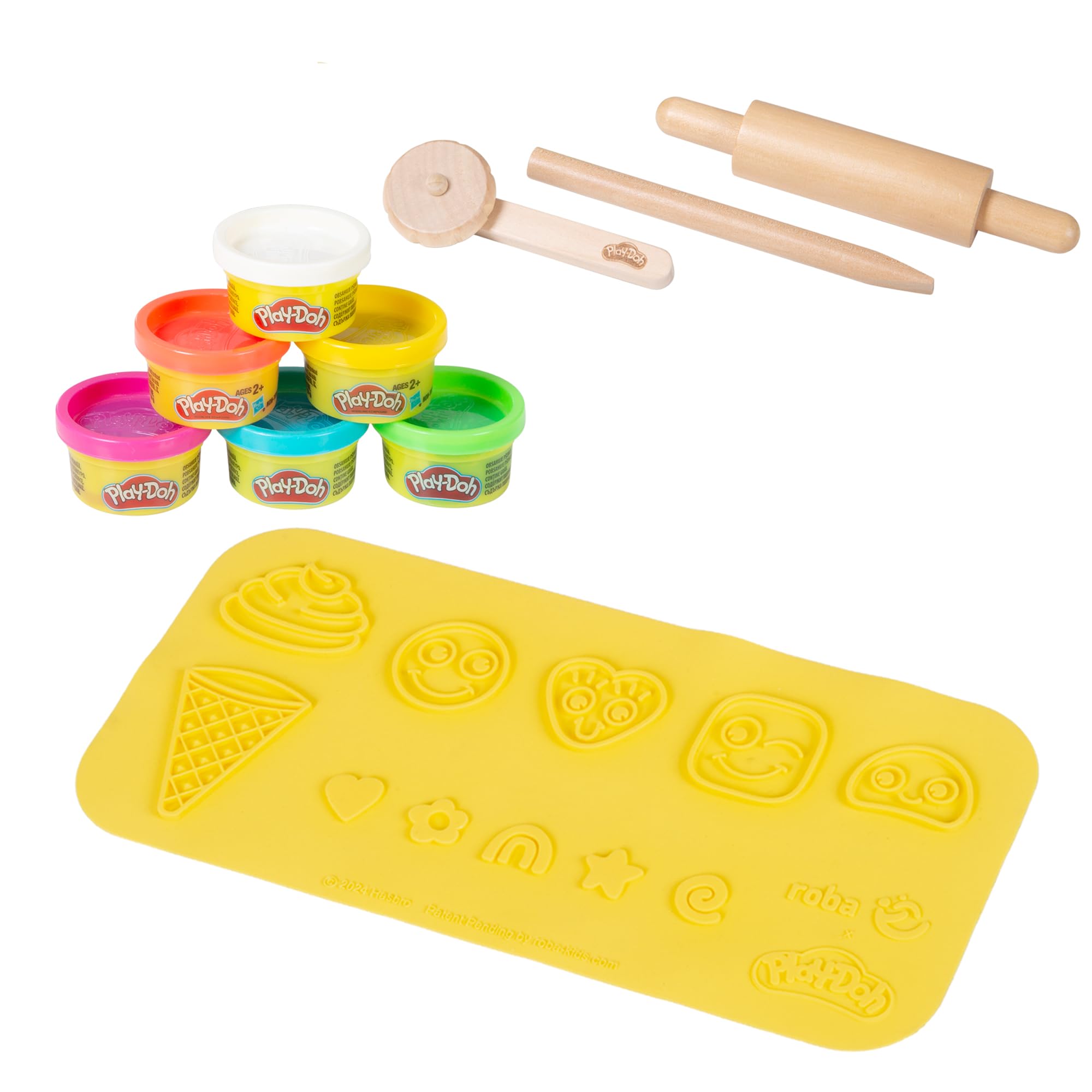 roba x Play-Doh Starter Set - 3D Creative Mat, FSC Wooden Tools, 6 Cans of Dough - A Creative & Educational Gift - For Children Aged 3 and Up
