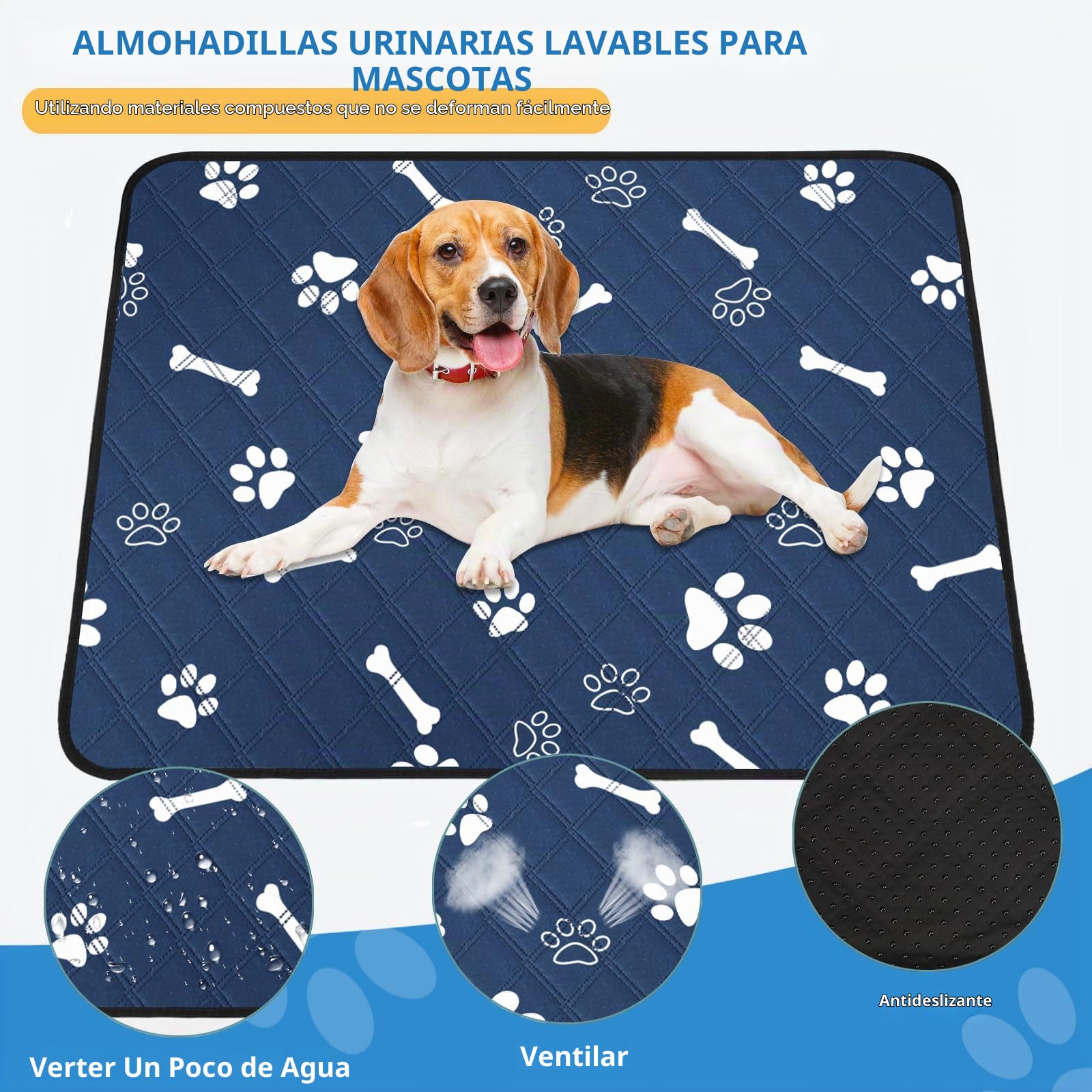 Empapadores de Adiestramiento para Perros Reutilizables 90x75cm, 2 Piezas Alfombrilla Absorbente de Orina para Mascotas, Bandeja Perros Pipi Lavable con Base Antideslizantes para Jaula, Cama