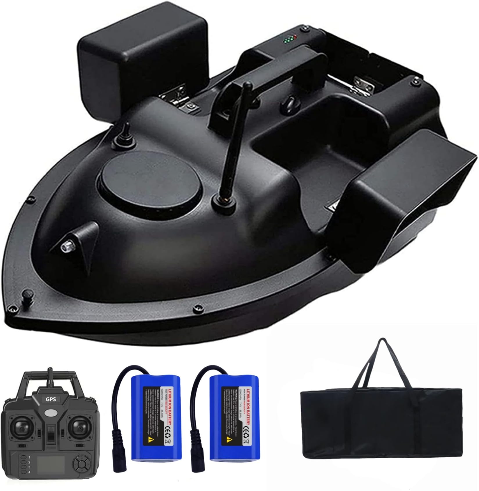 GPS-Angelköderboot, ferngesteuertes kabelloses Köderboot, Doppelmotor, 2 kg, automatische Futterrückführung, Fernbedienung, 500 m Entfernung, Angelnestboot (24000mah)