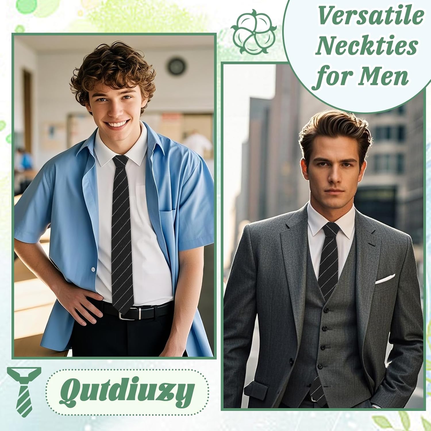 Cotton Ties for Men, Striped Linen Mens Tie Formal Men's Neckties for Suit Tuxedo Shirt Business Wedding Casual - Image 5