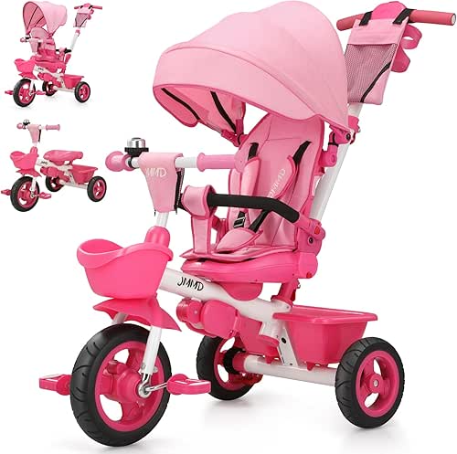 JMMD 7 in 1 Tricycle Stroller with Push Handle, Baby