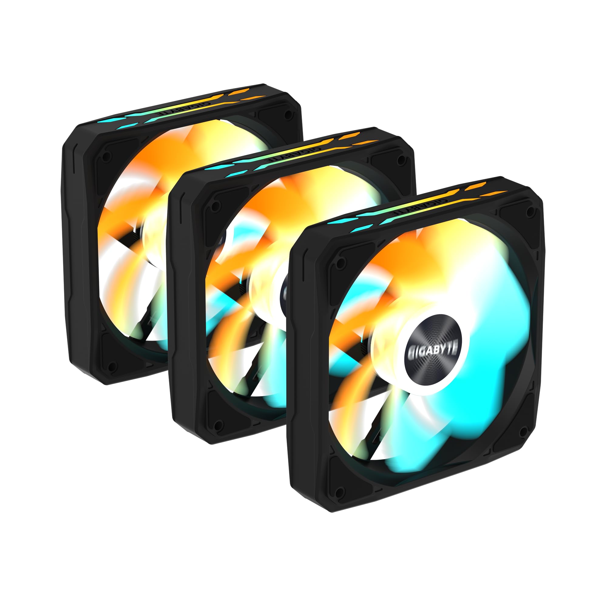GIGABYTE GBT EZRVSFAN1203 - Ventola di raffreddamento da 120 mm, flusso d'aria elevato e funzionamento silenzioso, cuscinetto a manicotto resistente, dimensioni universali da 120 mm, telaio nero