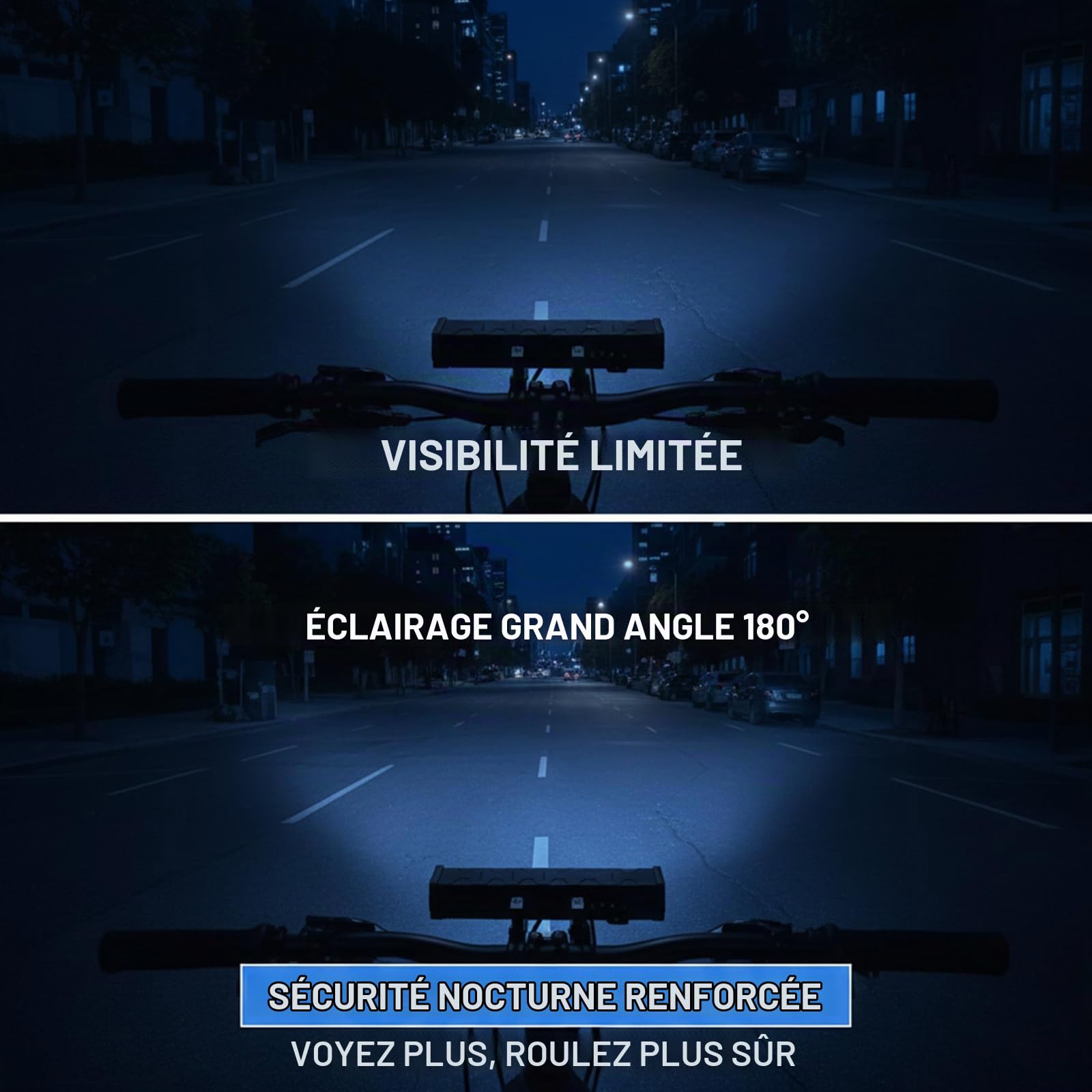 17 LED Phare Avant Ultra-Lumineux pour Vélo, 4800 Lumens, Affichage Numérique De La Puissance, Rechargeable par USB, pour Vélo De Route, VTT Tout-Terrain Et Trajets Quotidiens