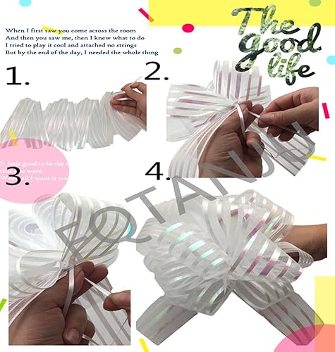 Miniatura 4 de FQTANJU Lazo decorativo, grande, organza, 6 pulgadas, 5 piezas (blanco)