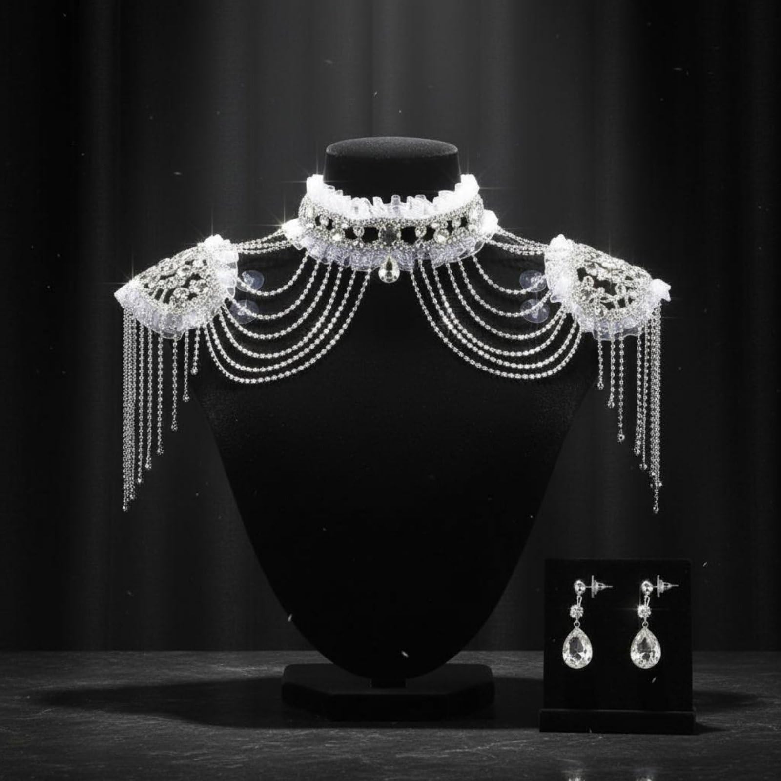 perfeclan Joyería de Hombro Nupcial Cadena de Hombro Gargantilla Collares Nupcial con Finas en Aleación y Estrás Adecuada para Banquete Presentaciones