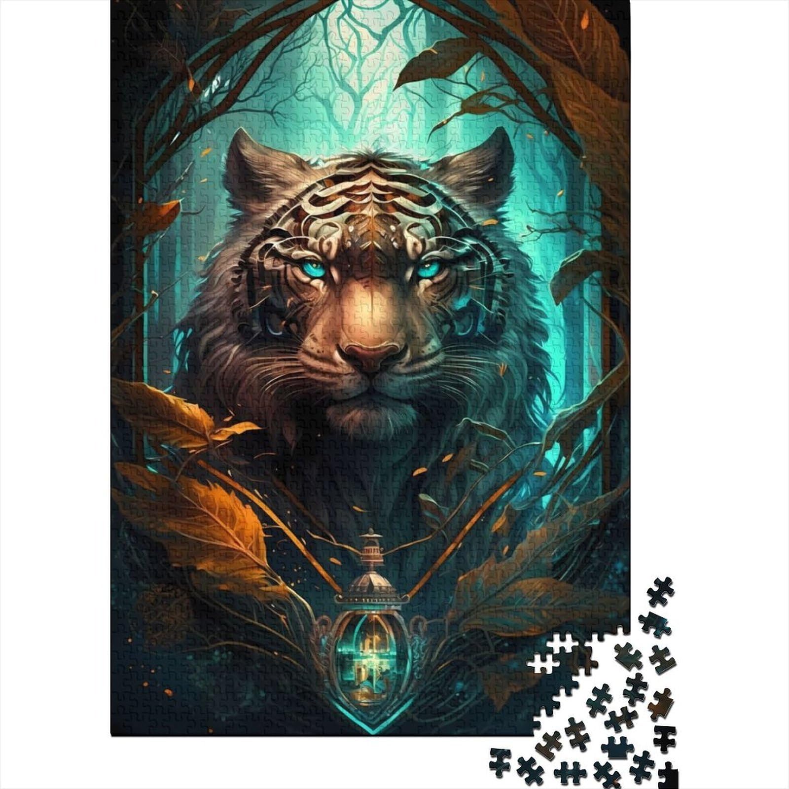 Mystic Jungle Tiger 1000 Piece Jigsaw Puzzle Paper for Adults Stress Relief Home