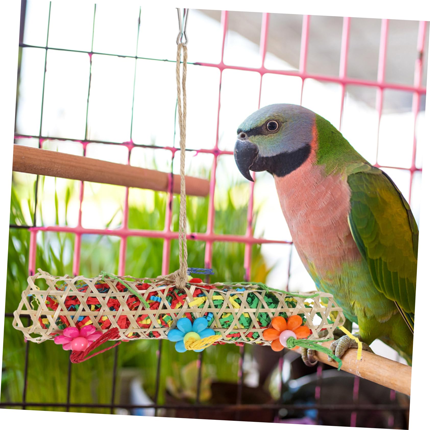 POPETPOP 15 Pièces Jouet Perroquet Fournitures pour Animaux Oiseau Suspendu Jouet Grand pour Oiseaux Joli des Oiseaux ustensiles de cône Provisions Combinaison Bois