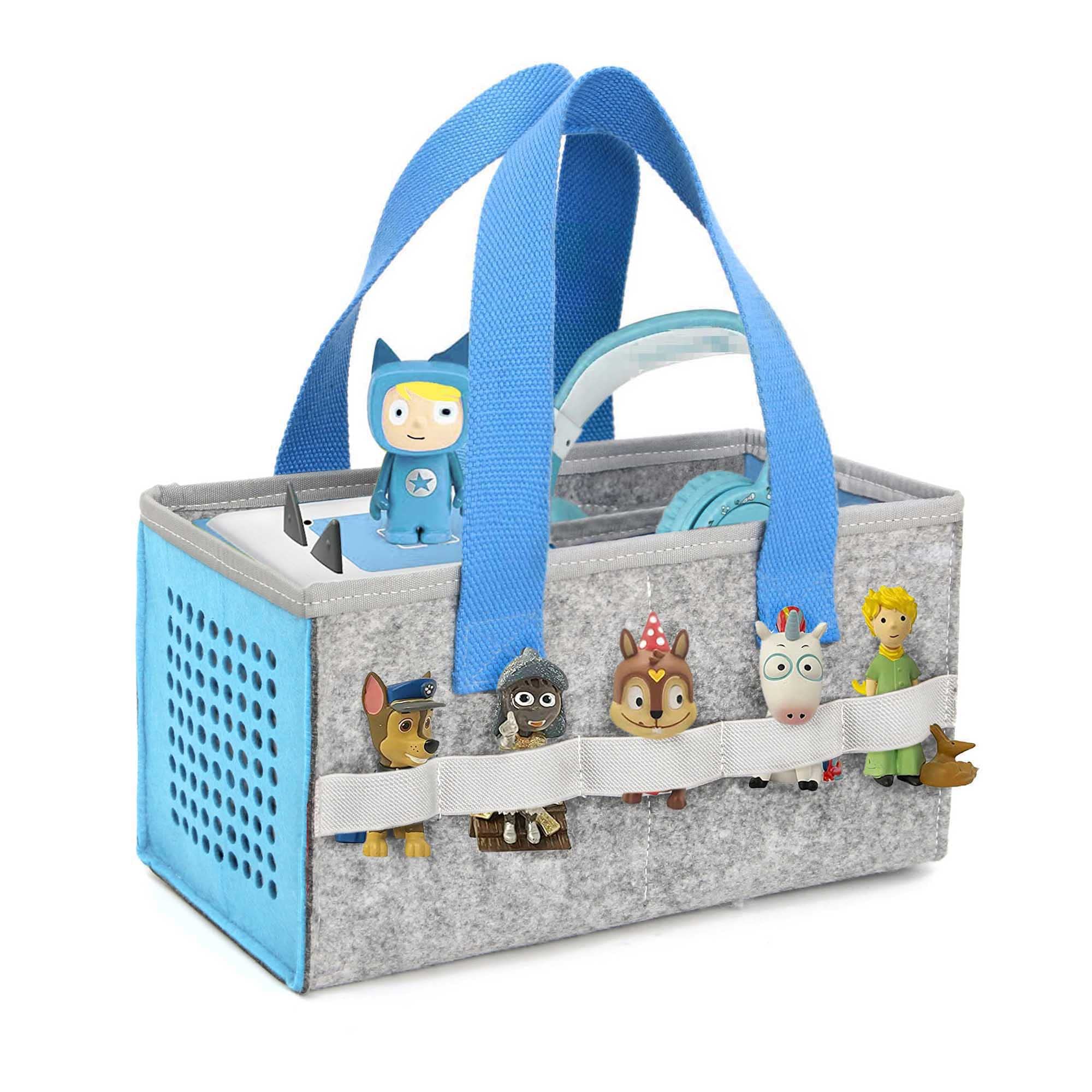 Custodia Da Viaggio LuckySign Per Toniebox E Personaggi | Organizer In Feltro Blu | Capienza 20-30 Tonies | 26x14x14 Cm | Leggera E Portatile
