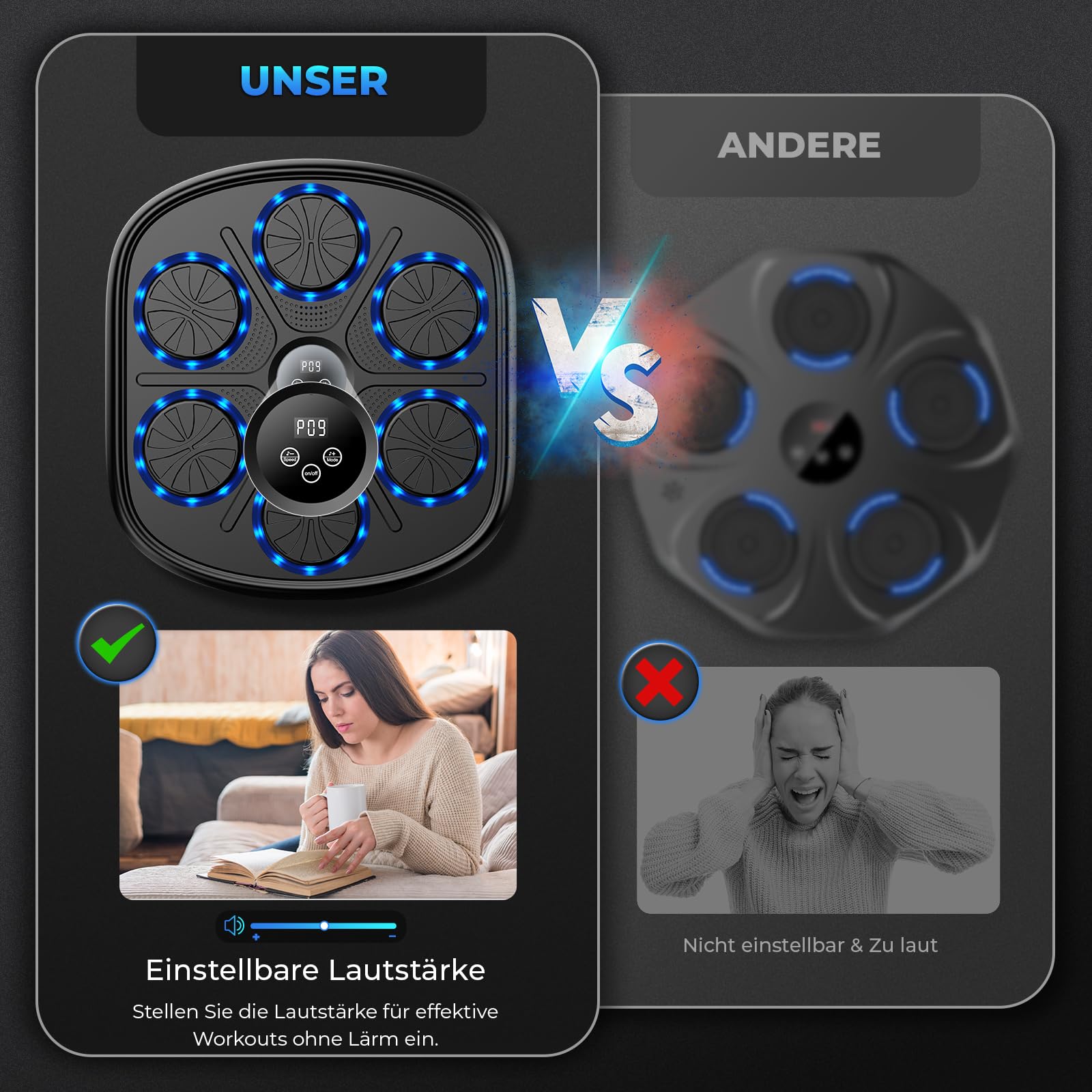 Macchina da Boxe Musicale 2025 con Cavo di Ricarica da 2m e 2 Guanti, Macchina da Boxe Bluetooth a Parete con Musica, Volume Regolabile degli Effetti Sonori, Materiale PU Resistente, Fitness