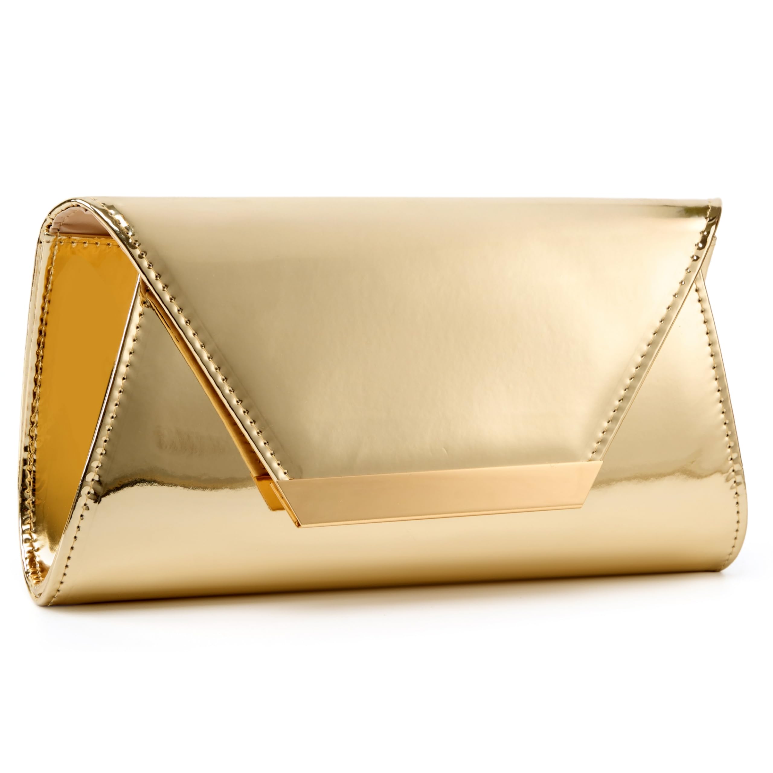 Gurina Elegant Patent Leather Clutch Purse for Women, Formal Evening Clutch Bag with Chain for Wedding Party Prom