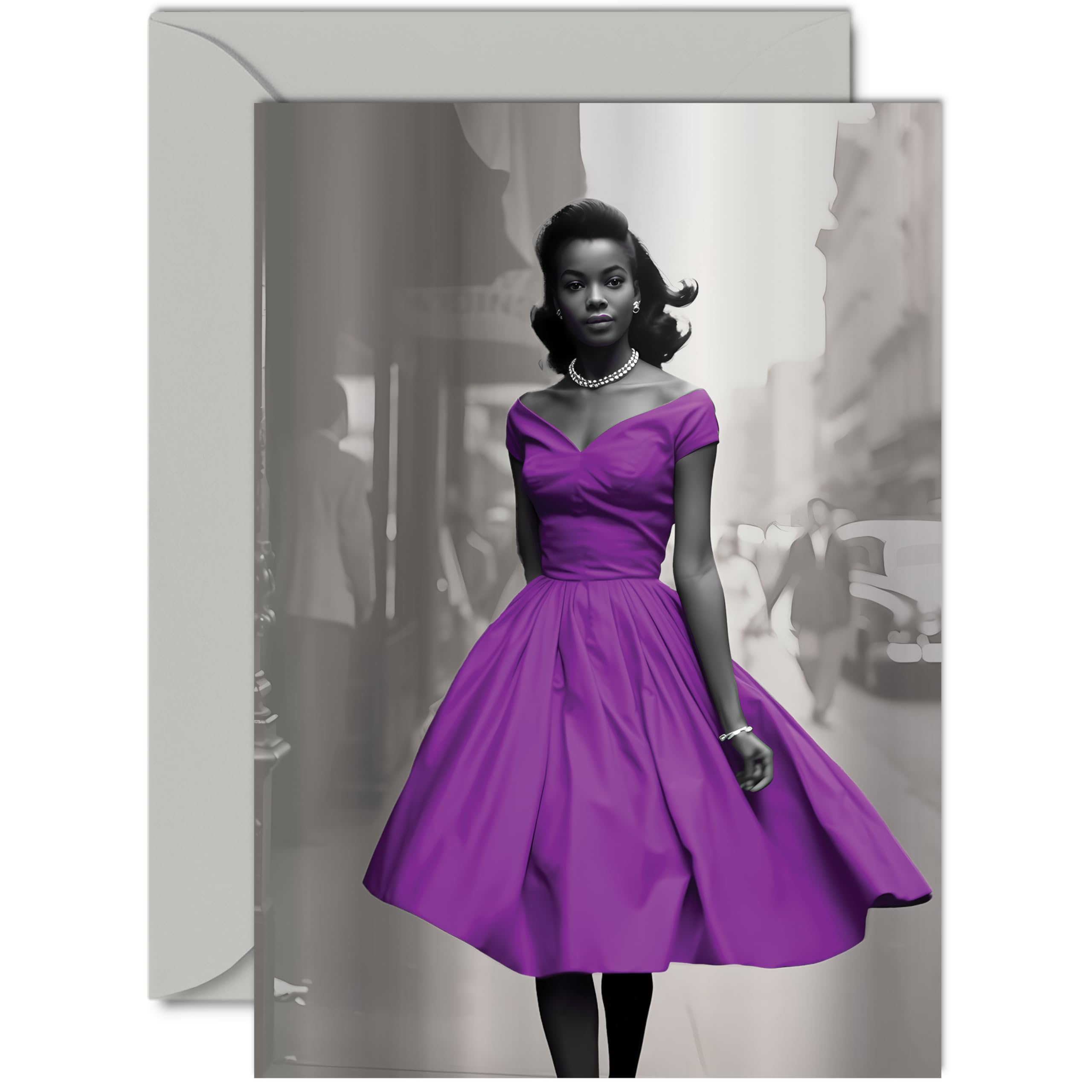 Carte D'anniversaire élégante – La Fille à La Robe Violette – Superbe Carte D'anniversaire Tendance Pour Femme, Homme, Ami, Collègue, Maman, Papa, Sœur, Frère, Grand-père, Tante, Oncle, Format A5