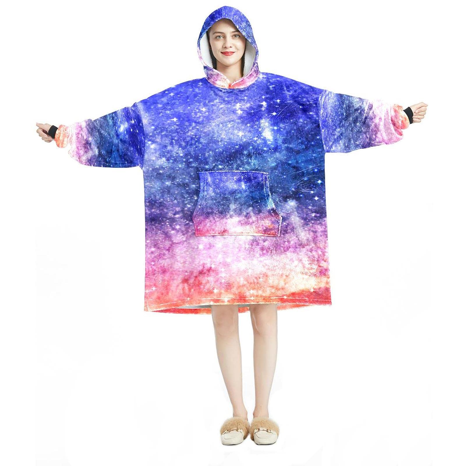Sweat à capuche surdimensionné en flanelle épaisse et doublure sherpa