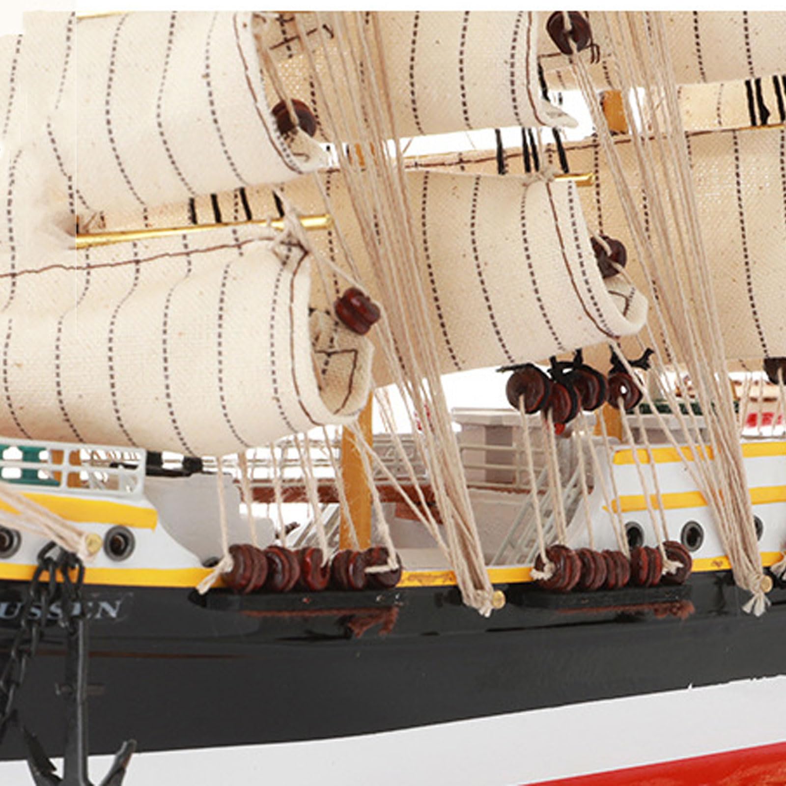 YLME Segelboot Modell Aus Massivholz 52 cm Im Mediterranen Stil Segelboot Modell Aus Holz Als Ornament Kreatives Handgefertigtes Massivholz Kunsthandwerk Als Simulation Ornamente,Rickmore