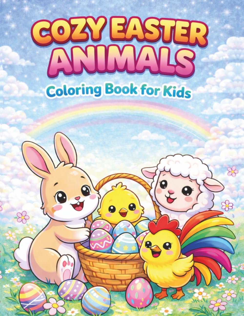 Cozy Easter Animals Coloring Book for Kids Ages 3-8:: Big Easy Designs, Cute Kawaii Easter Eggs, Roosters, Bunnies, Lambs, Chicks, Storks, Hedgehogs, ... Early Kids (Cozy Easter Coloring Book Series)