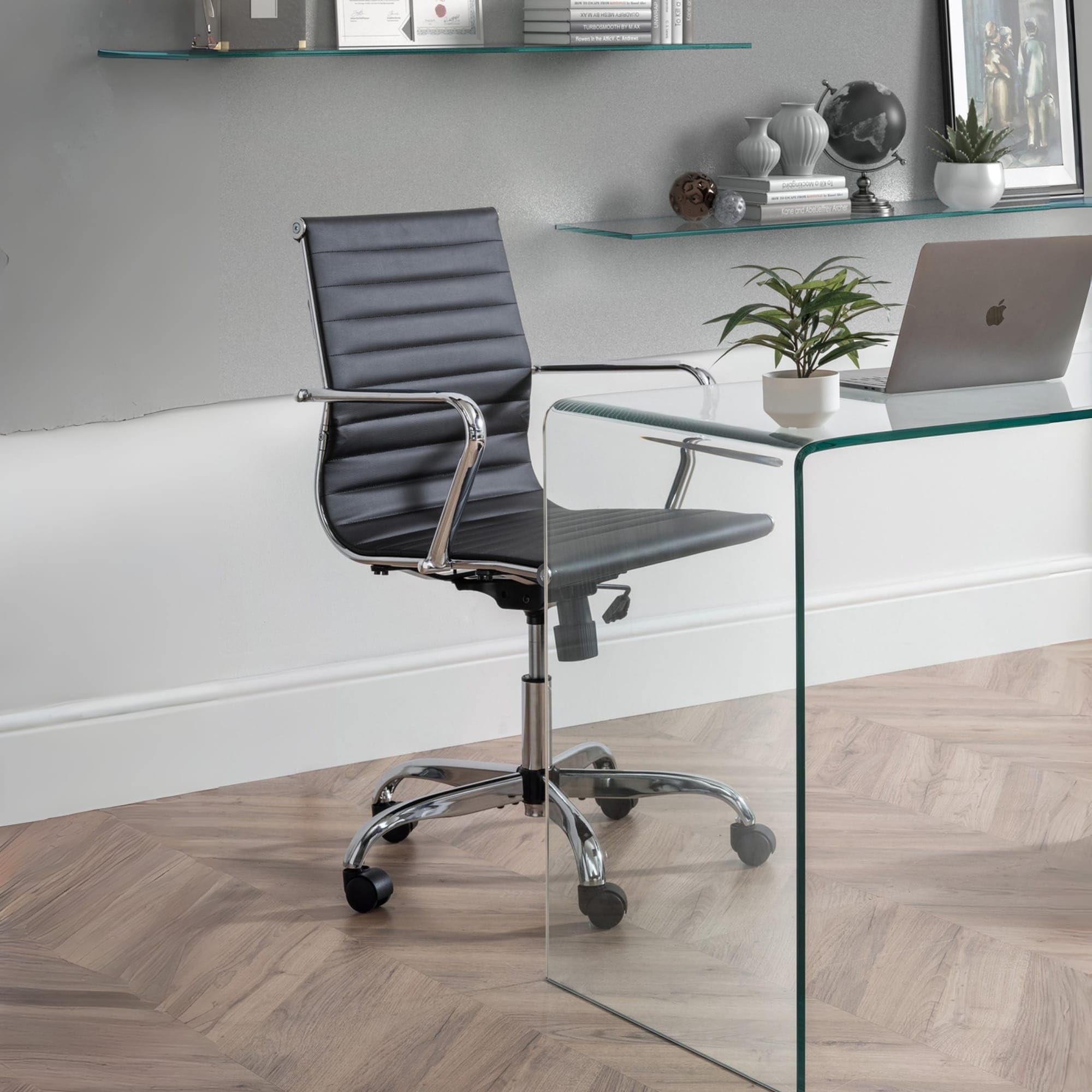 Julian Bowen Gio Office Chair, Black & Chrome - H98 x W56 x D58cm