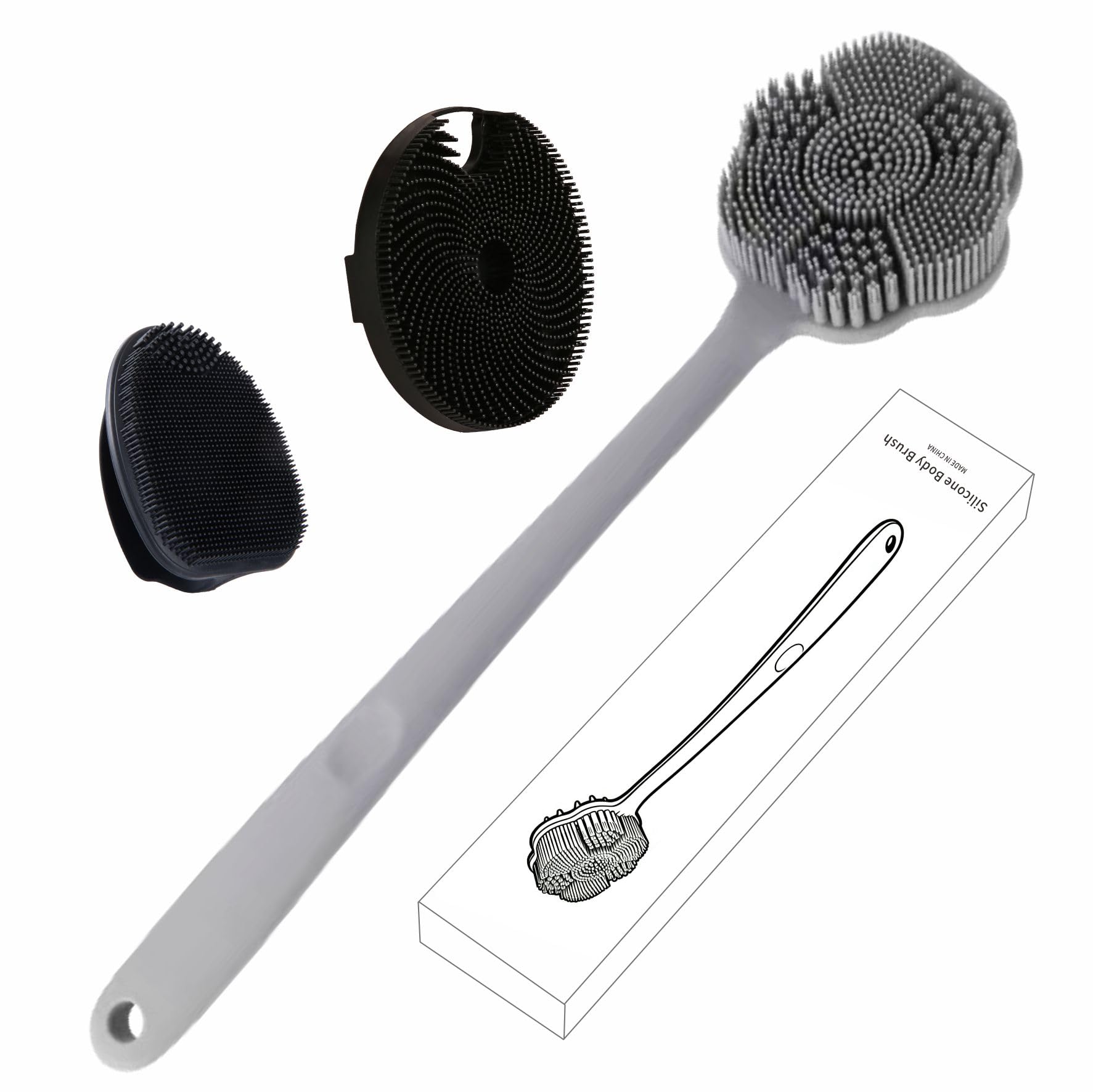 Brosse à récurer pour le dos en silicone durable avec manche long - 8