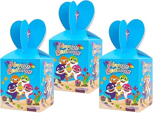 36 cajas de dulces de tiburón bebé, decoración de fiesta de cumpleaños de tiburón bebé, suministros de fiesta de cumpleaños de bebé de BShark, cajas