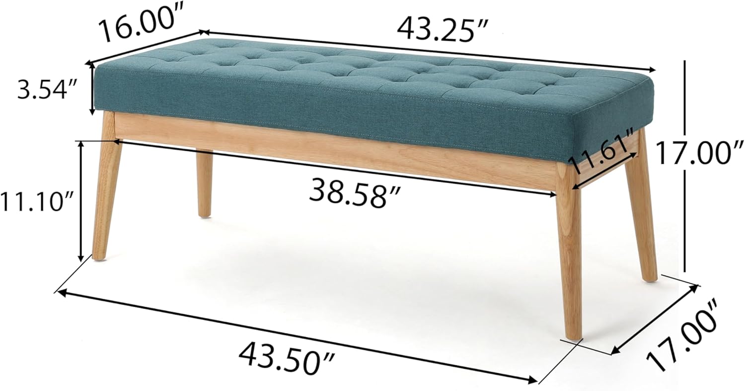 Christopher Knight Home Saxon Fabric Bench, Dark Teal