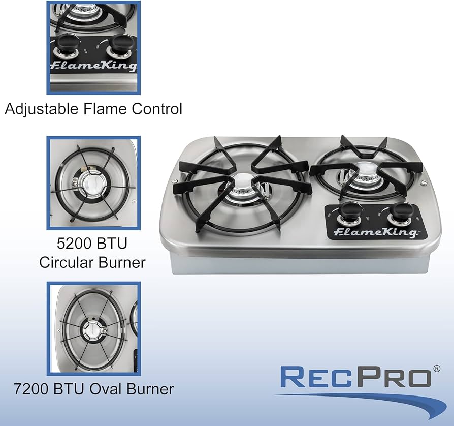 Flame King 2Burner DropIn RV Cooktop Stove, Includes, 48 OFF