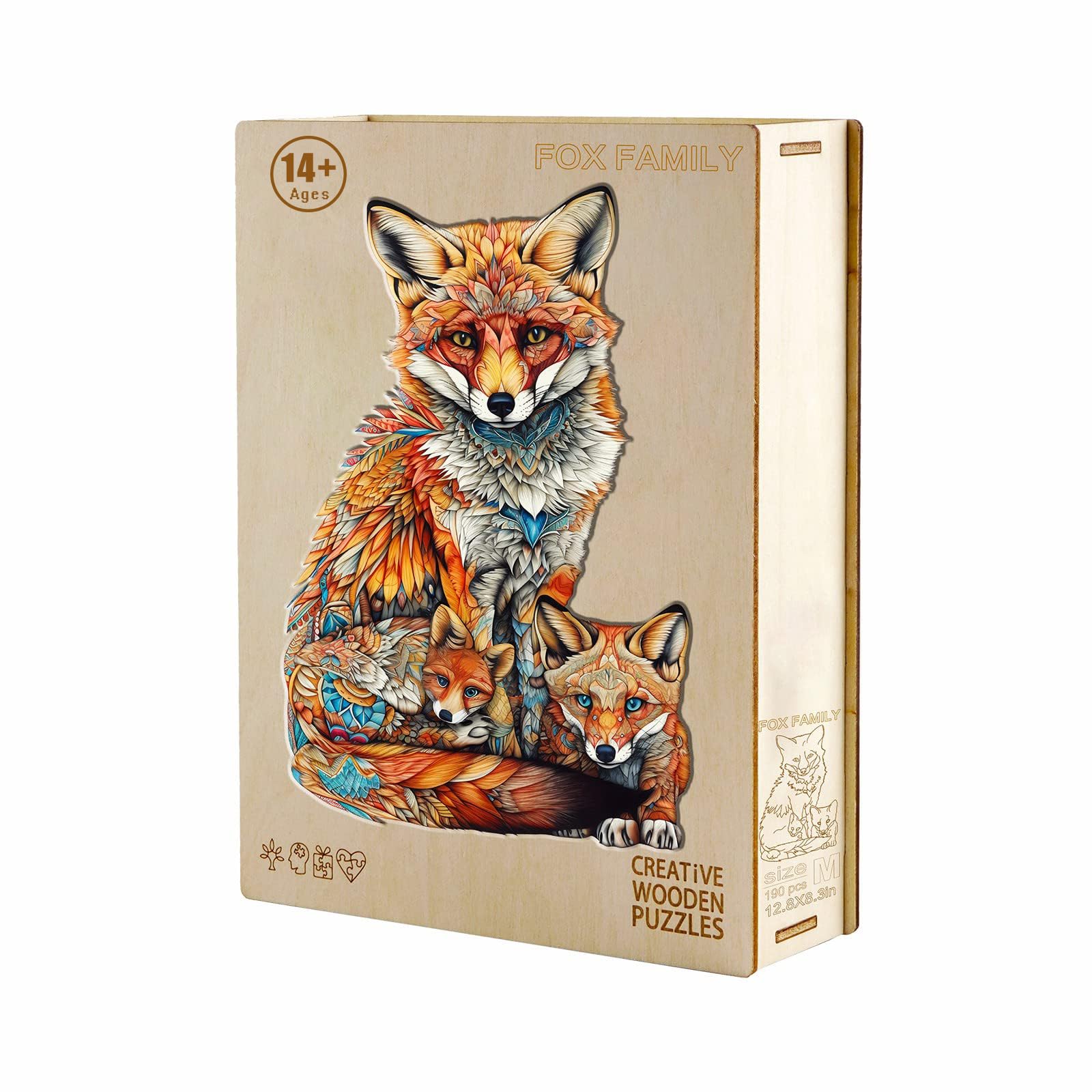 Puzzle De Madera De 255 Piezas De Zorros Felices | Rompecabezas Irregular De KaayeeWood Con Caja De Regalo