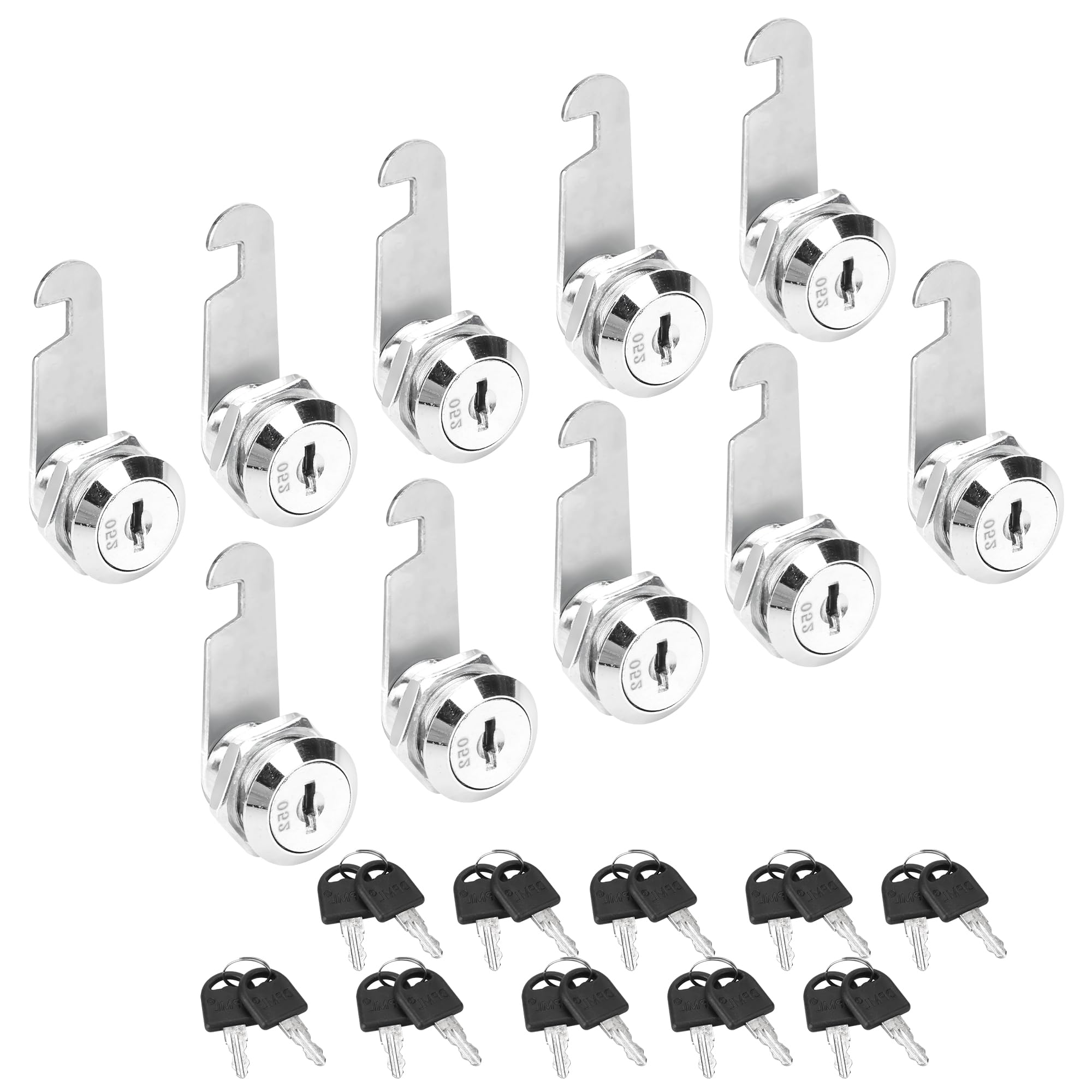 YKUKIZEE 10PCS Security Mailbox Lock Keyed Alike, 25mm Cabinet Locks with Keys, Replacement Cam Lock for Mailbox Drawer Cupboard Furniture Post Box Locker