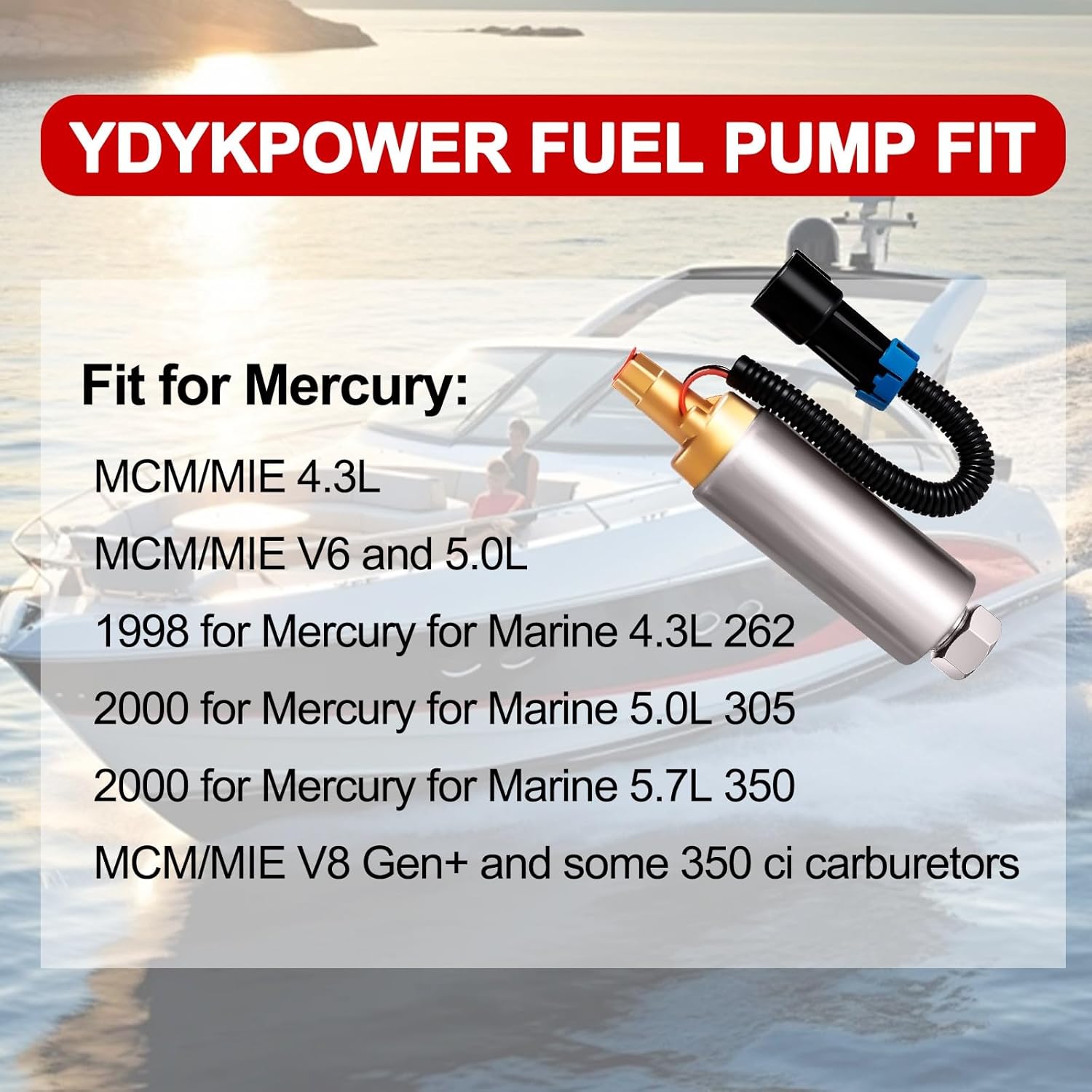 Fuel Pump for Marine Boat Low Pressure Fuel Pump Compatible with Mercury, Mercruiser for Marine Boat 4.3L 5.0L 5.7L V6 V8 861155A3, 935432, 18-8868