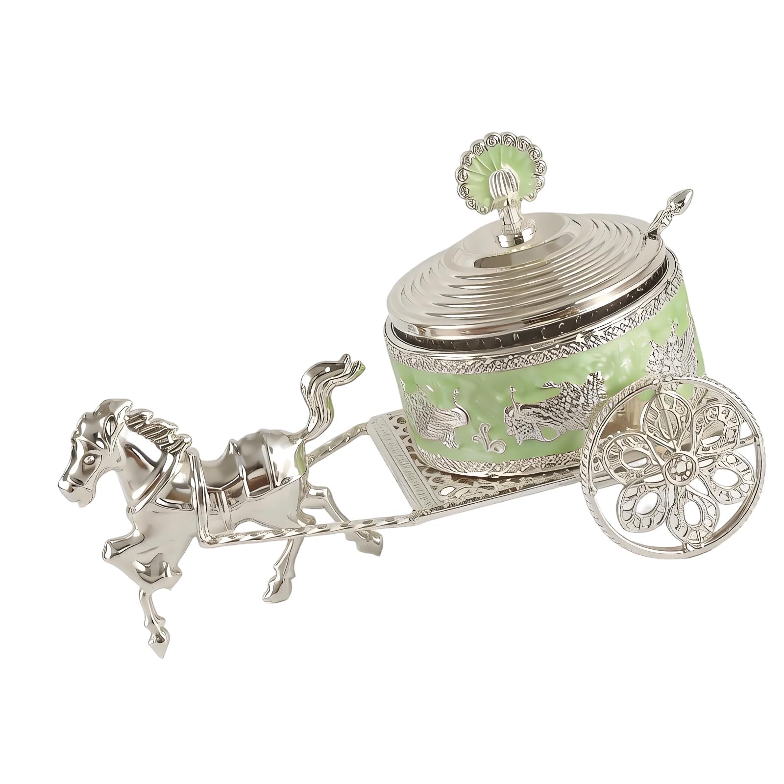 Msioytog Decorative Alloy Kitchen Seasoning Bowl Antique Carriage Design Multipurpose Sugar Jar Storing Various Dry Ingredient Antique Carriage Sugar Jar
