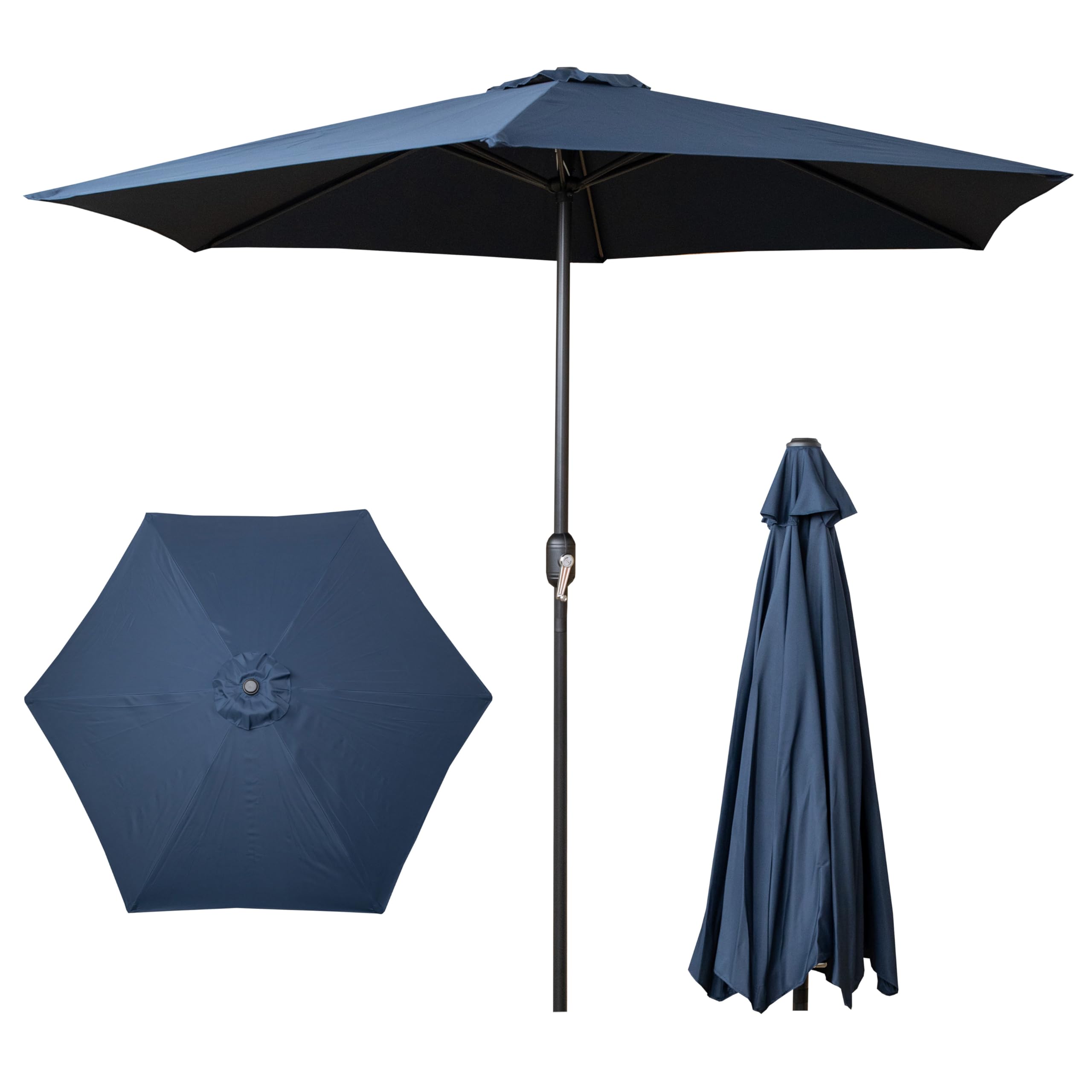 Samuel Alexander Garden Parasol 2.7m Blue Crank Handle Steel Frame