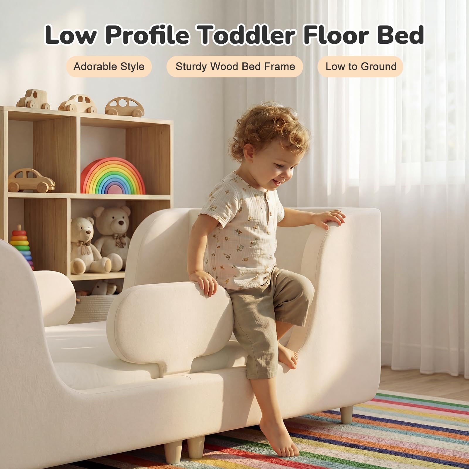 Cama para niños pequeños suave acolchada para niños y niñas