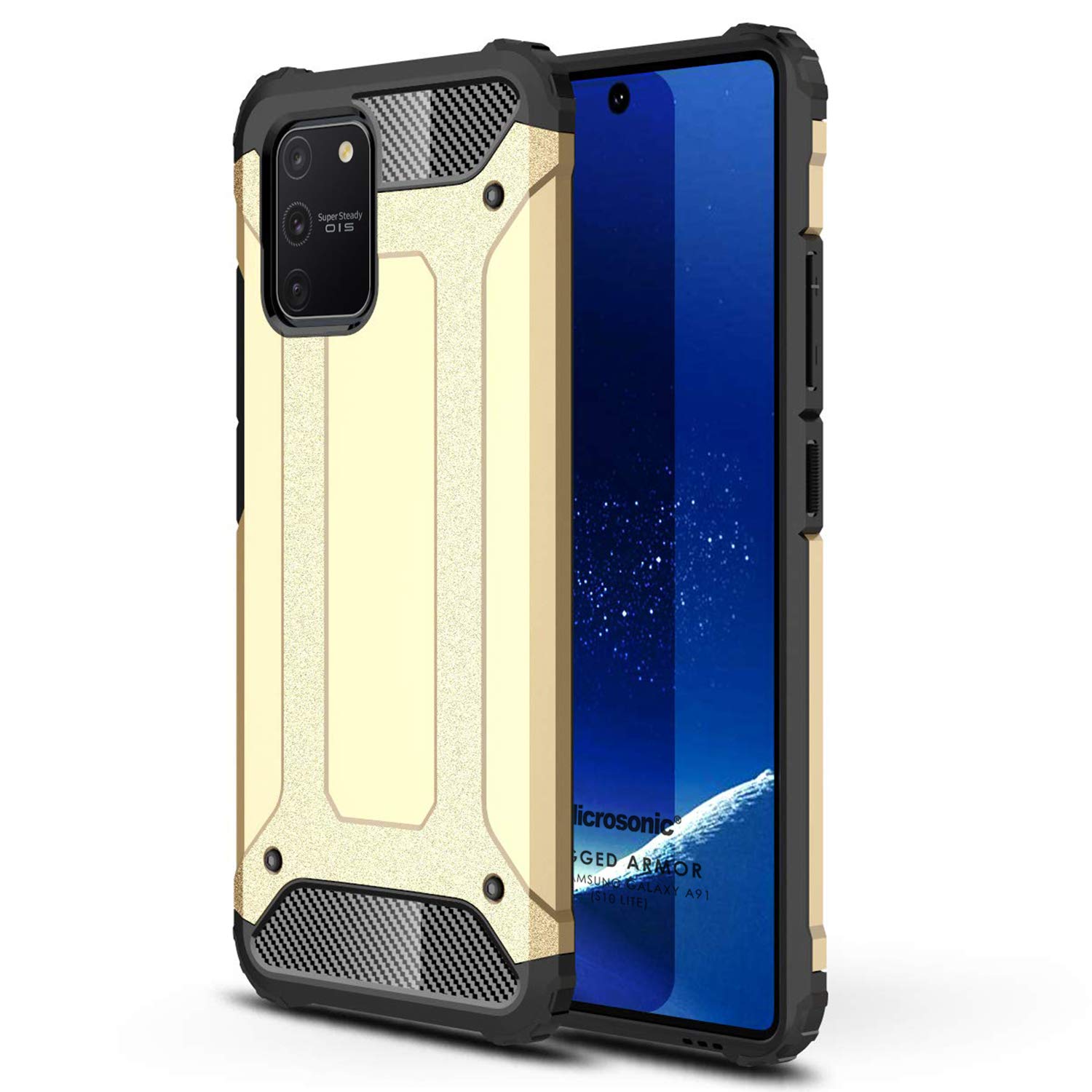Microsonic Samsung Galaxy S10 Lite Kılıf Rugged Armor Gold