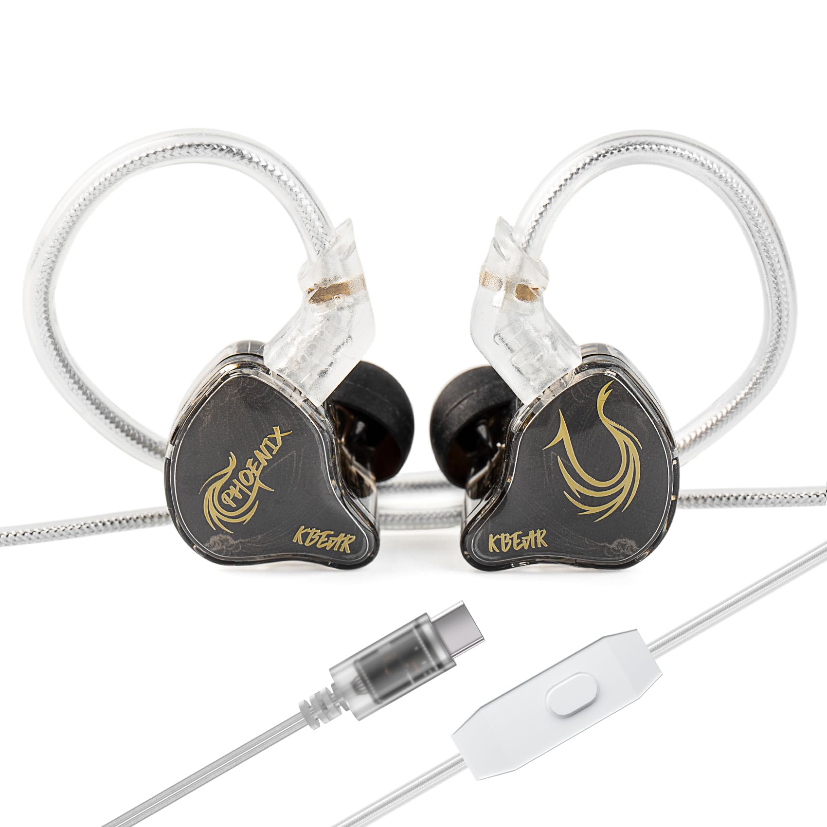 keephifi KBEAR Phoenix IEM, auricolari cablati USB C, doppio foglio di alluminio, doppio magnete DD da 10mm, cuffie DJ con diaframma in PET, monitor in-ear con bassi profondi per il gaming con