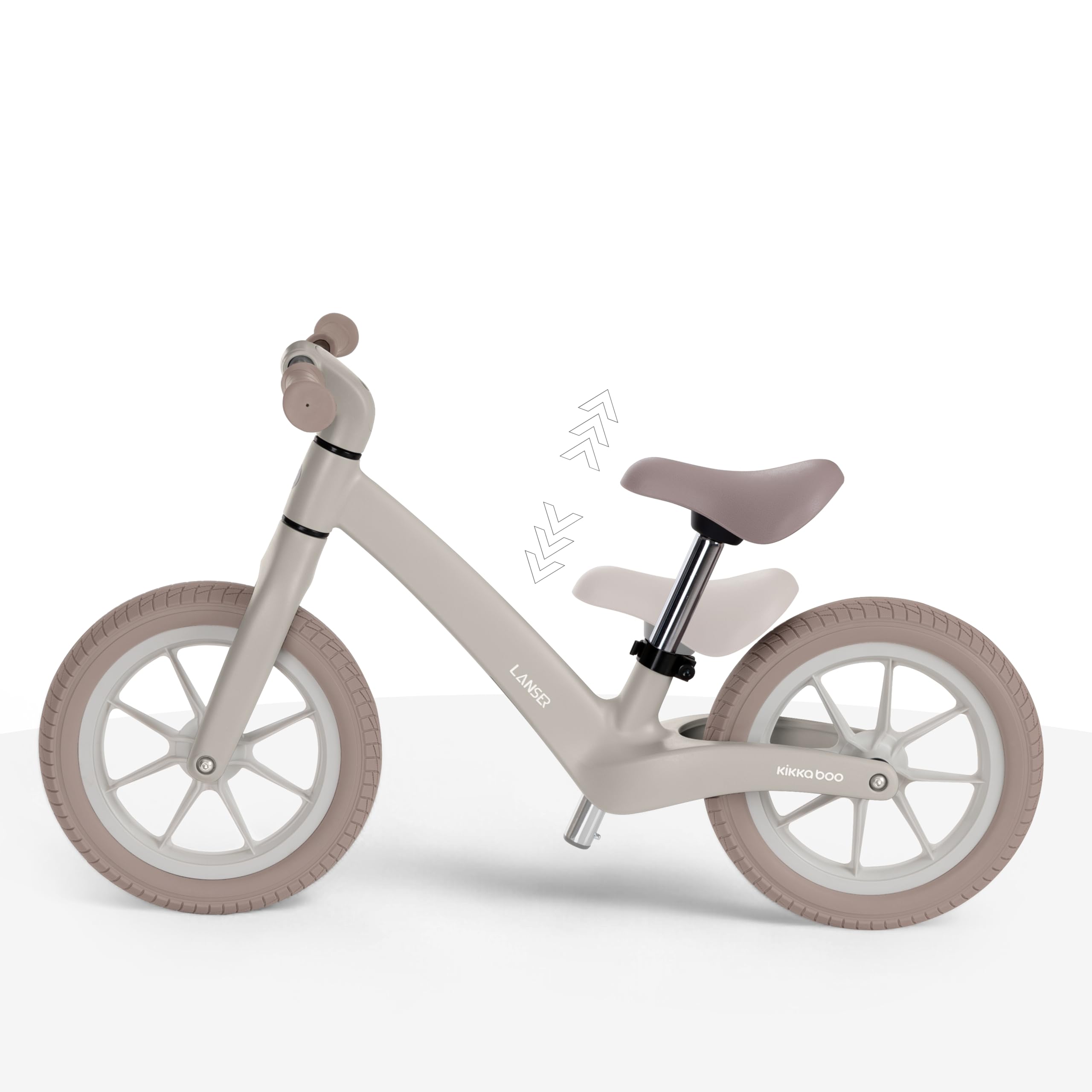 KikkaBoo Laufrad ab 3 Jahre LANSER, Ultraleichtes Balance Bike, 12 Zoll, Verstellbarer Sitz, Fahrrad für Kleinkinder 3-6 Jahre, Beige