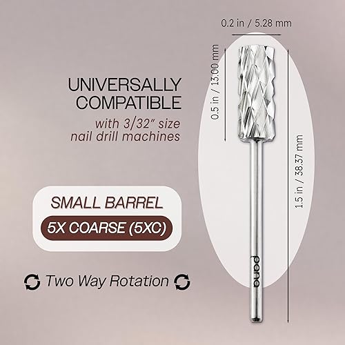 Vista 220 de USA PANA - Broca profesional de carburo de barril pequeño con parte superior plana, grano grueso 5X a grano extrafino, dorado, plateado, negro DLC