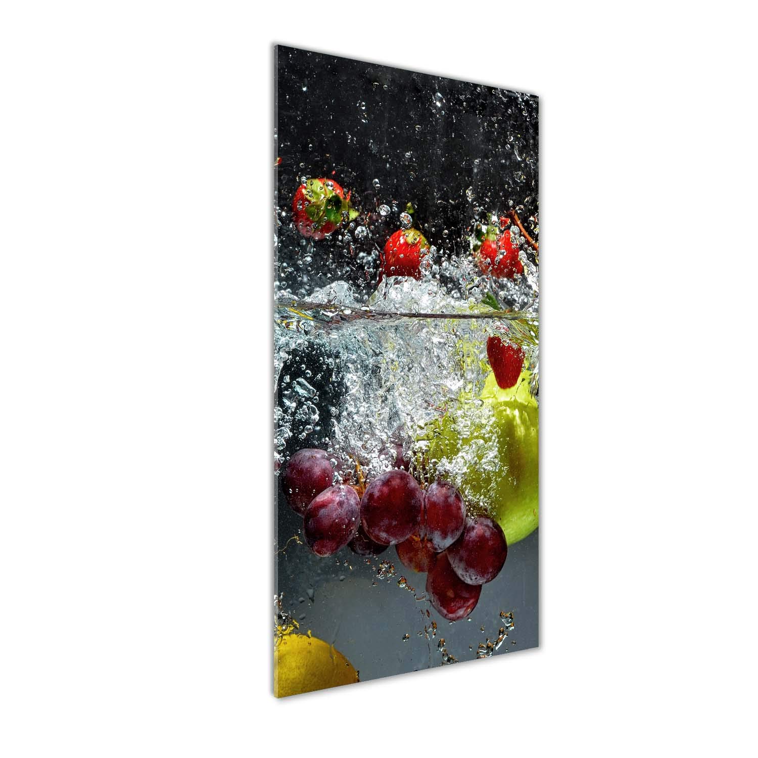 Peinture sur verre trempé 50x125cm Fruit sous l'eau - Grand tableau déco murale moderne Tulup