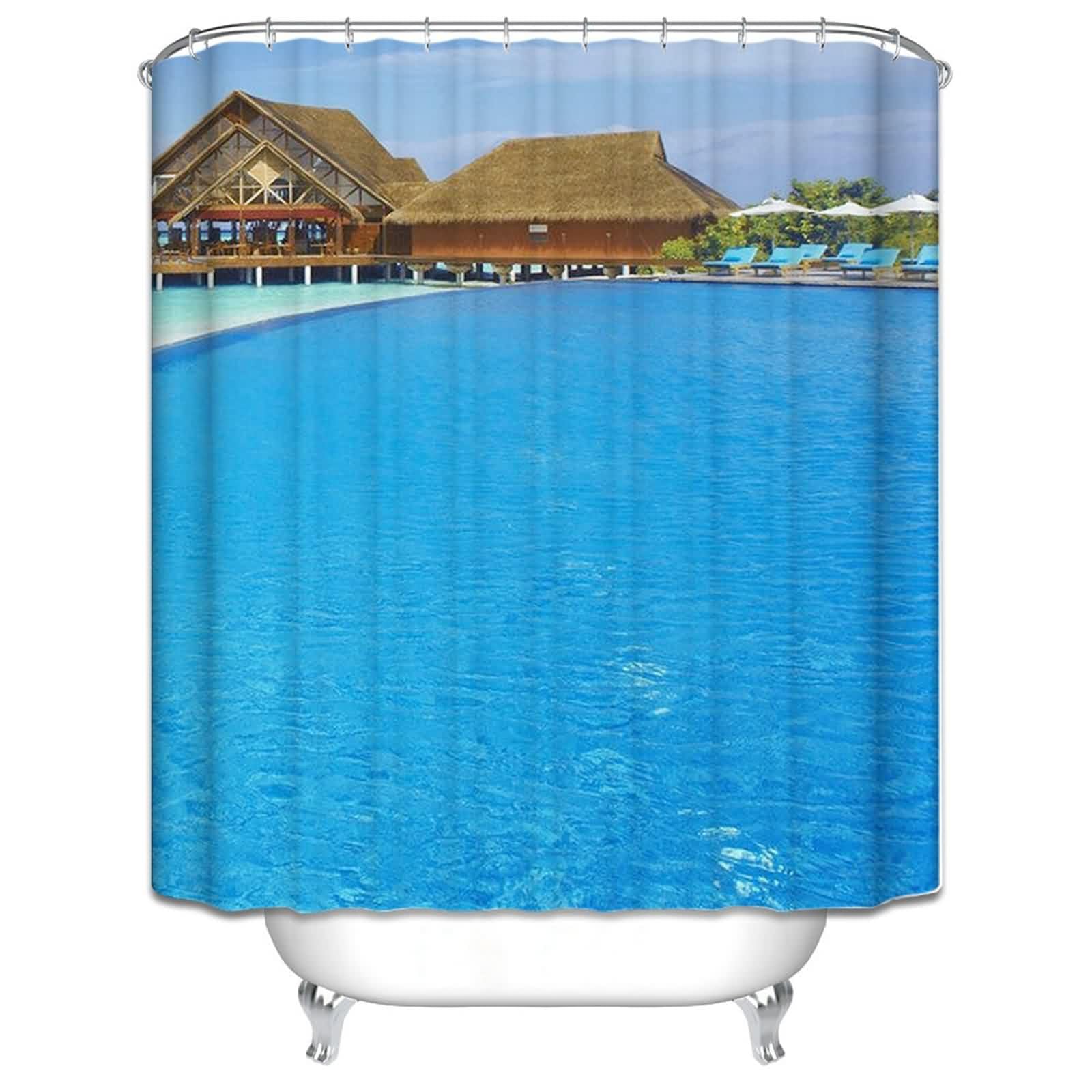 Rideau douche anti-moisissure lavable en textile imperméable 200x180cm pour la famille